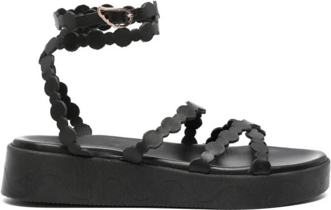 Ancient Greek Sandals Aspis sandalen met plateauzool Zwart