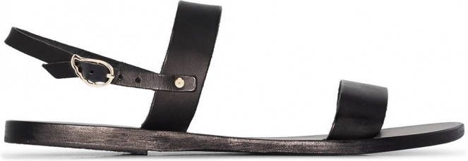 Ancient Greek Sandals Clio leren sandalen Zwart