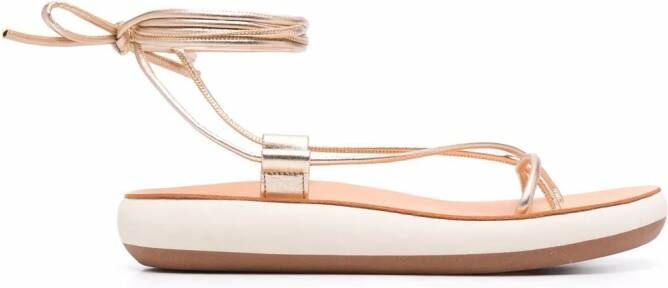 Ancient Greek Sandals Diakopes sandalen met enkelbandje Beige