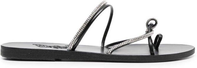 Ancient Greek Sandals Fantasia slippers verfraaid met kristallen Zwart