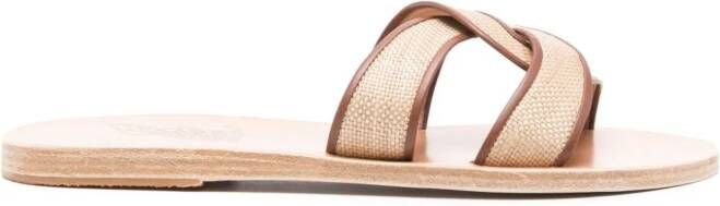 Ancient Greek Sandals interwoven-strap slides Beige