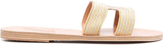 Ancient Greek Sandals Kentima slippers met dubbel bandje Geel