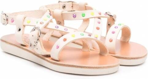 ANCIENT GREEK SANDALS KIDS Sofia sandalen verfraaid met kristallen Wit