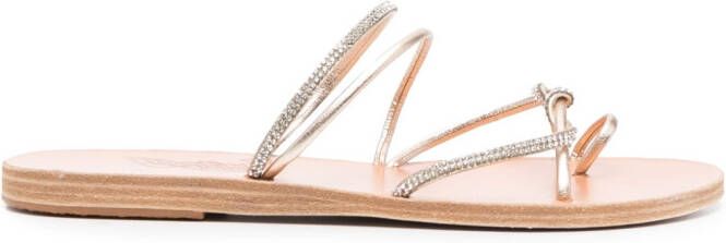 Ancient Greek Sandals Leren teenslippers Goud