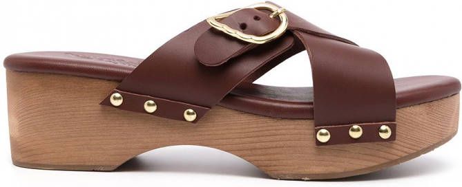 Ancient Greek Sandals Marilisa klompen met studs Bruin