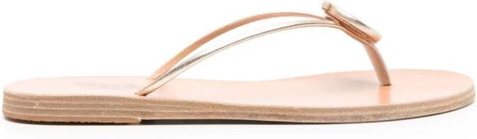Ancient Greek Sandals Strovilos leren teenslippers Goud