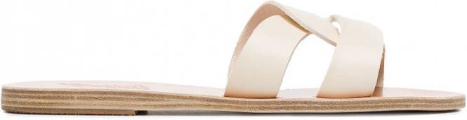 Ancient Greek Sandals white Desmos double strap leather sandals Wit