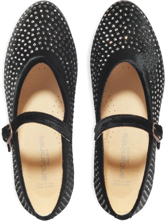 ANDANINES Ballerina's met studs en bandjes Zwart - Foto 3