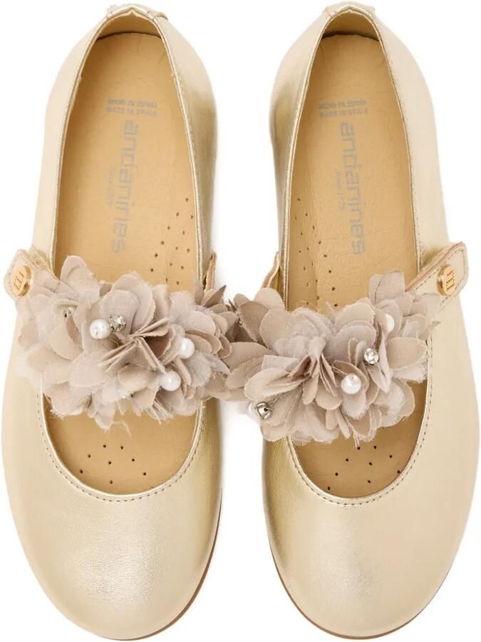 ANDANINES Ballerina's verfraaid met bloe Goud - Foto 3