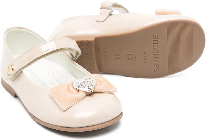 ANDANINES Leren ballerina's met strikdetail Beige - Foto 3