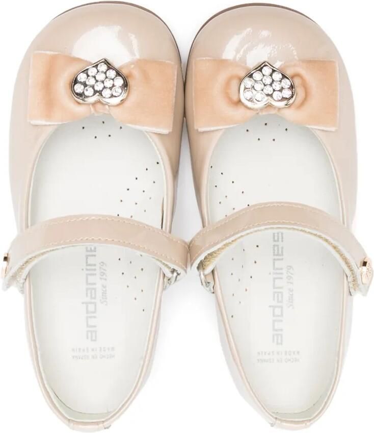 ANDANINES Leren ballerina's met strikdetail Beige - Foto 2