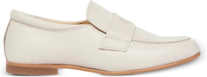 ANDANINES Leren loafers met geborduurd logo Beige