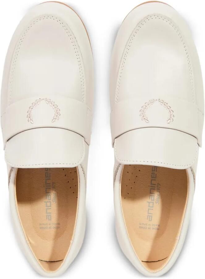 ANDANINES Leren loafers met geborduurd logo Beige - Foto 2