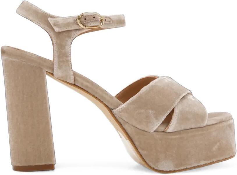 Andrea Gomez Bella fluwelen sandalen met plateauzool Beige