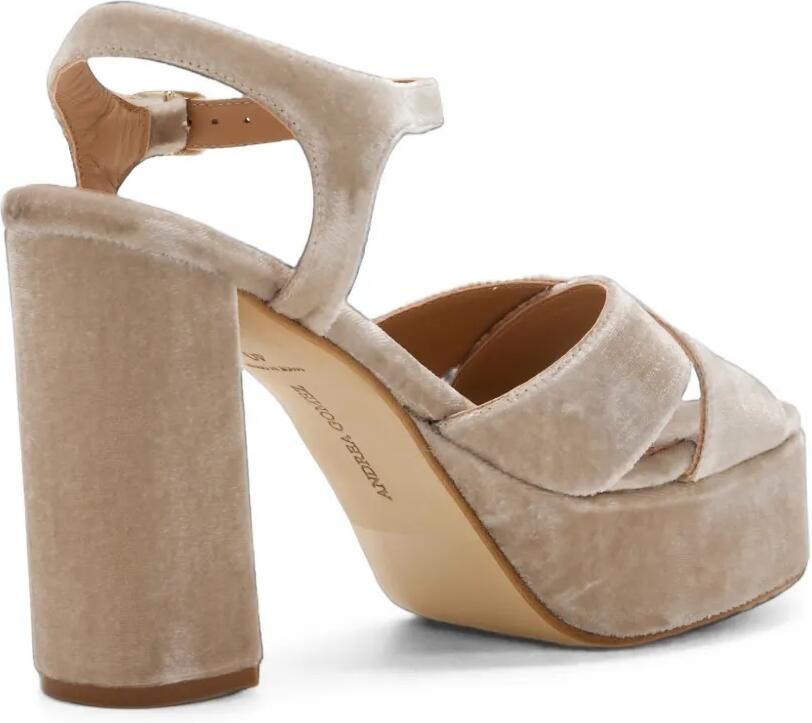 Andrea Gomez Bella fluwelen sandalen met plateauzool Beige - Foto 4