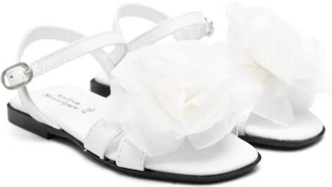 Andrea Montelpare Leren sandalen met bloemapplicatie Wit
