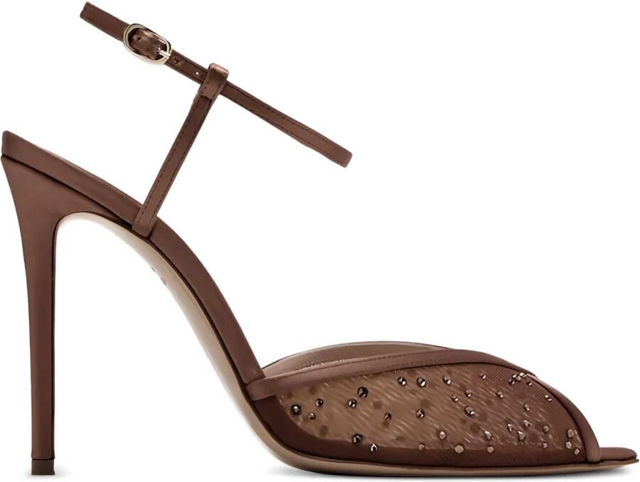 Andrea Wazen 105 mm Katy sandalen verfraaid met kristallen Beige - Foto 2