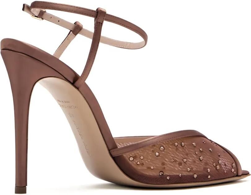 Andrea Wazen 105 mm Katy sandalen verfraaid met kristallen Beige - Foto 4