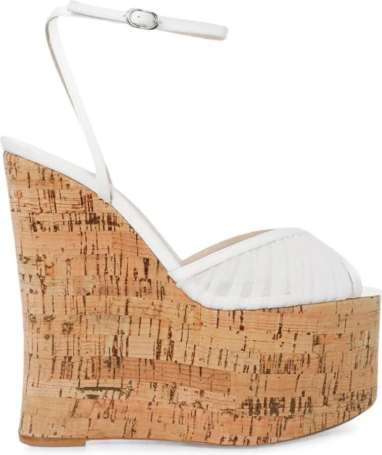Andrea Wazen 150 mm Bardot sandalen met sleehak Wit