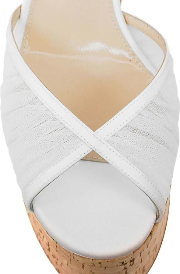 Andrea Wazen 150 mm Bardot sandalen met sleehak Wit - Foto 3