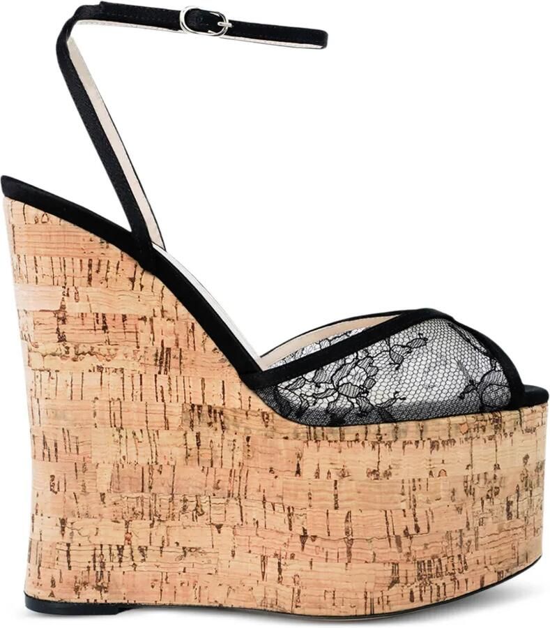 Andrea Wazen 150 mm Bardot sandalen met sleehak Zwart