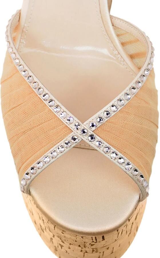 Andrea Wazen 150 mm Bardot sandalen verfraaid met kristallen Beige - Foto 3