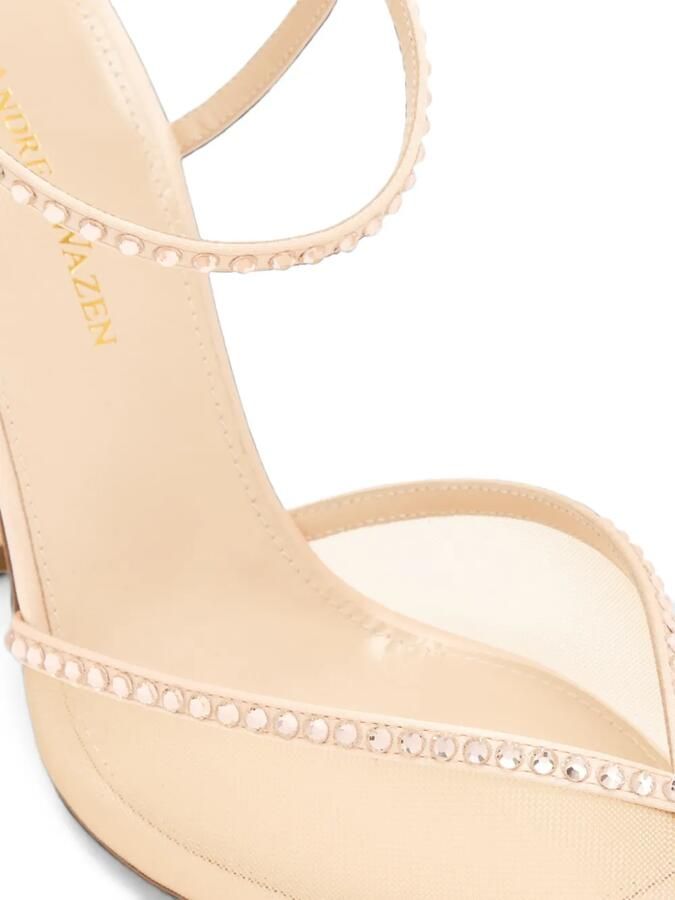 Andrea Wazen Katy mesh sandalen verfraaid met kristallen Beige - Foto 2