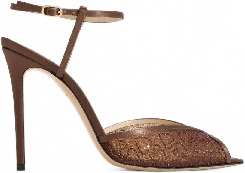Andrea Wazen Katy mesh sandalen verfraaid met kristallen Bruin