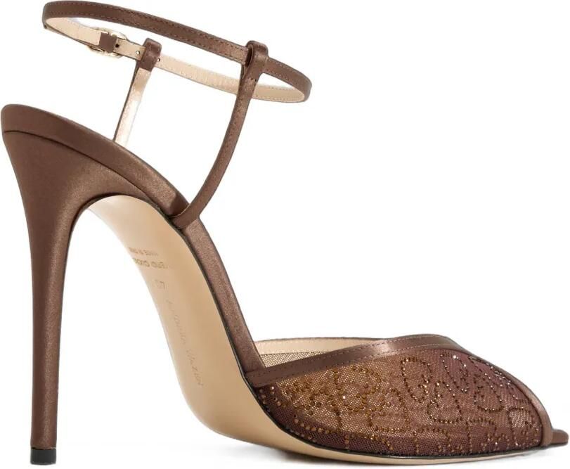 Andrea Wazen Katy mesh sandalen verfraaid met kristallen Bruin - Foto 4