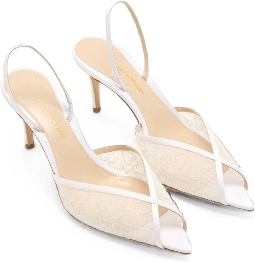 Andrea Wazen Katy mesh slingback sandalen Wit - Foto 2