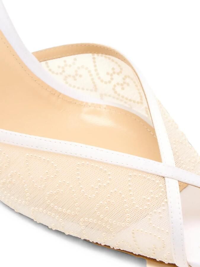 Andrea Wazen Katy mesh slingback sandalen Wit - Foto 3