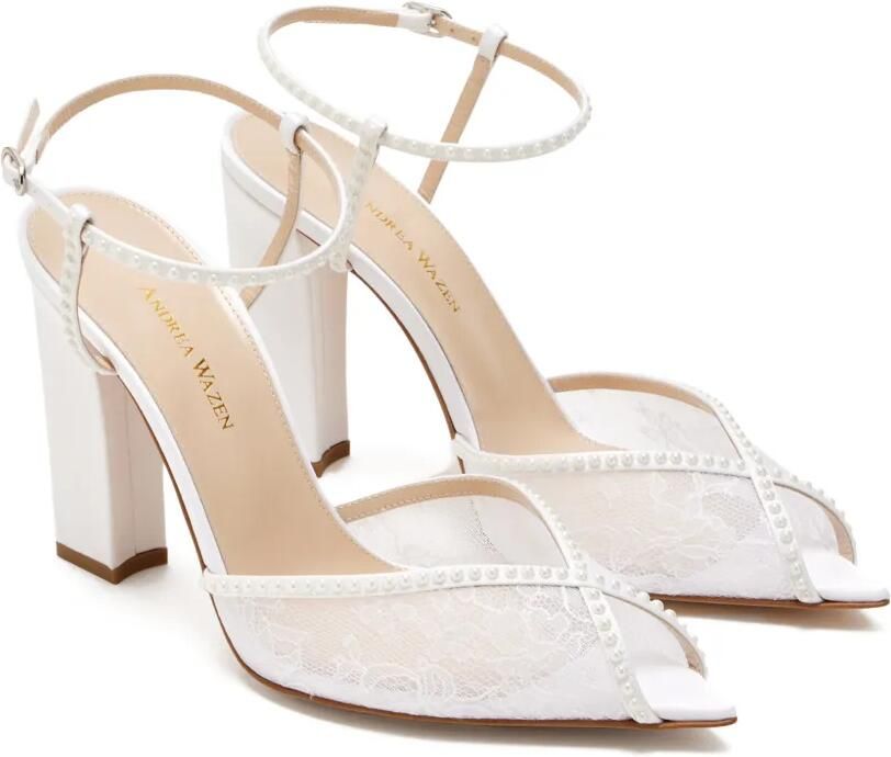 Andrea Wazen Katy sandalen met parel Wit