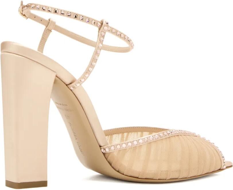 Andrea Wazen Katy verfraaide sandalen met blokhak Beige - Foto 4