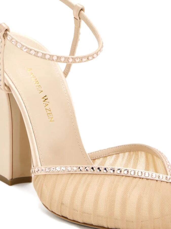Andrea Wazen Katy verfraaide sandalen met blokhak Beige - Foto 3
