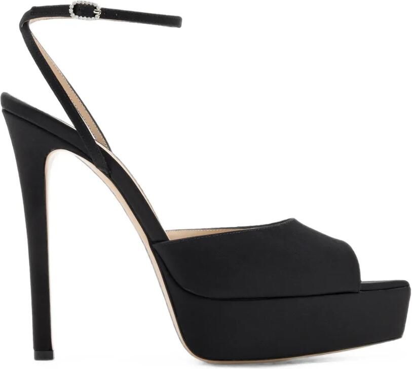 Andrea Wazen Loulou Crystal sandalen met plateauzool Zwart