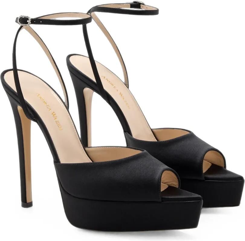 Andrea Wazen Loulou Crystal sandalen met plateauzool Zwart - Foto 3