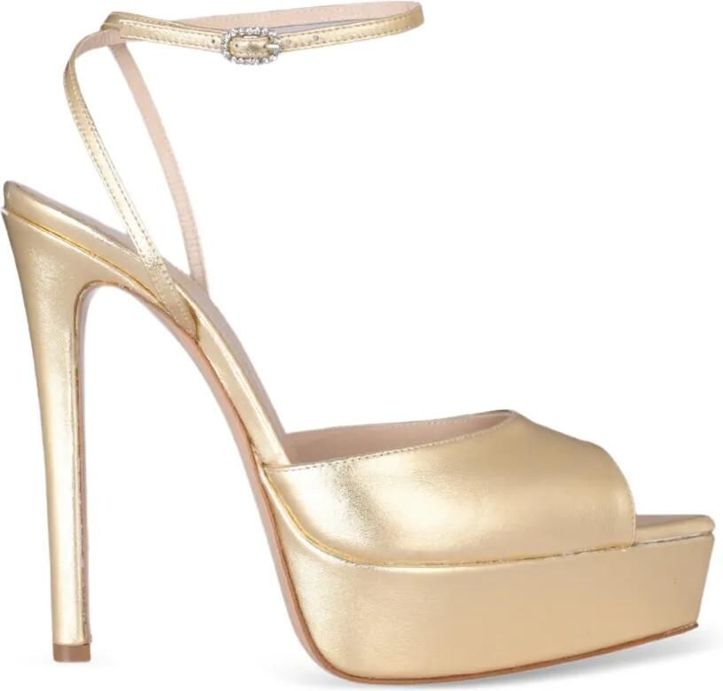 Andrea Wazen Loulou metallic sandalen met plateauzool Goud