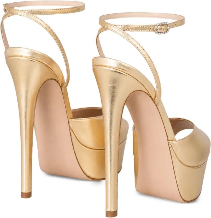 Andrea Wazen Loulou metallic sandalen met plateauzool Goud - Foto 2