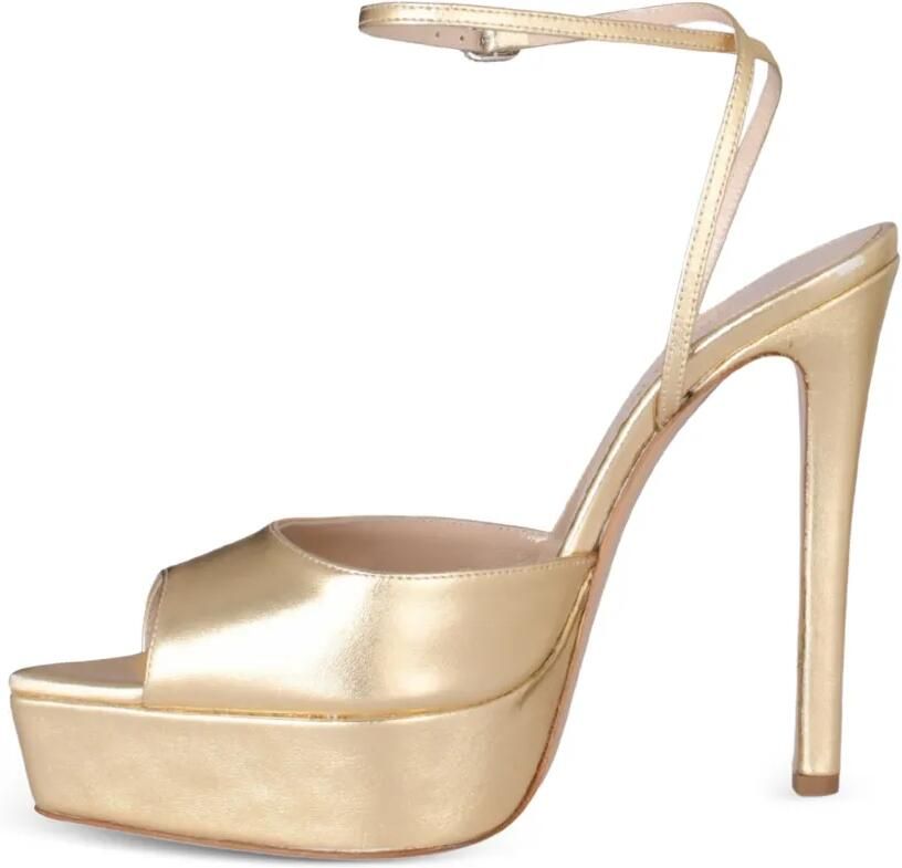 Andrea Wazen Loulou metallic sandalen met plateauzool Goud - Foto 3
