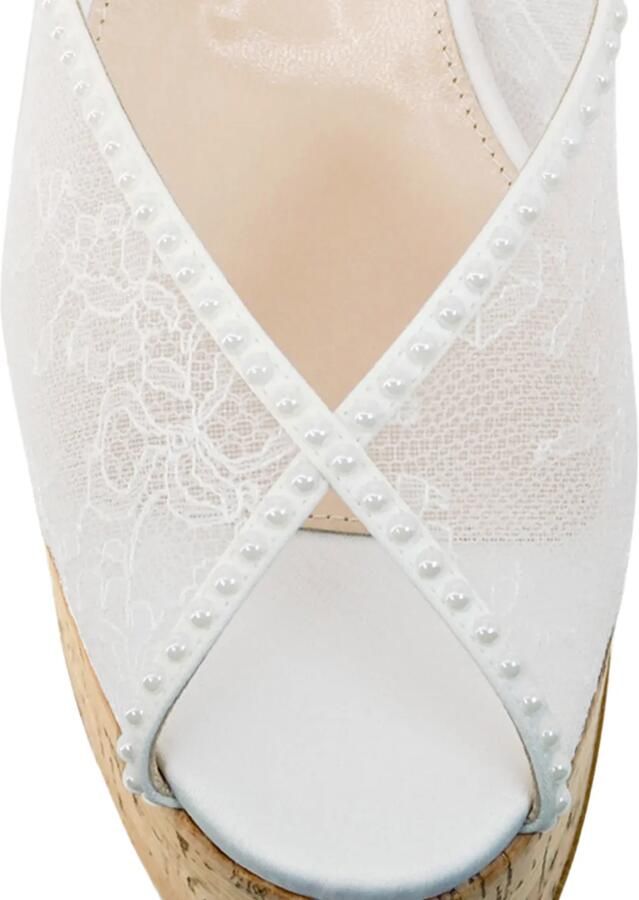 Andrea Wazen Paloma sandalen met sleehak en kant Wit - Foto 3