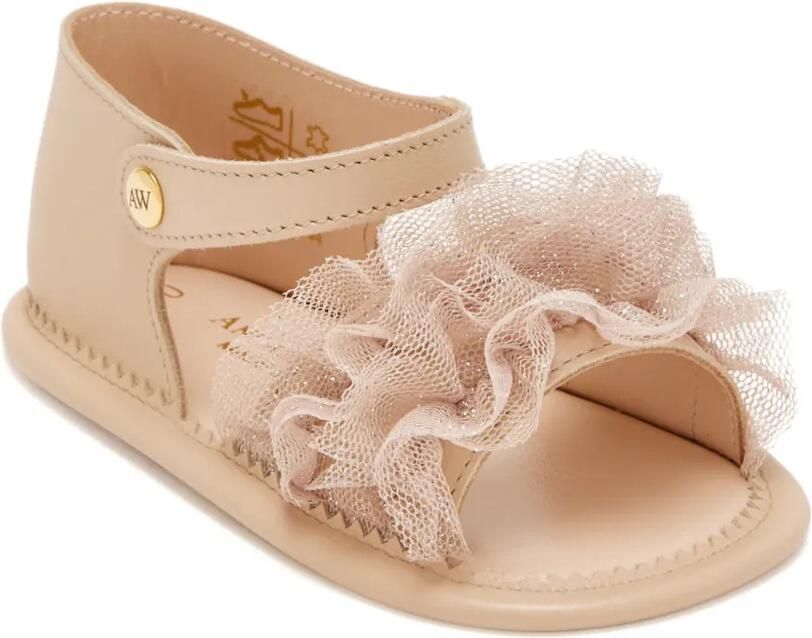 Andrea Wazen Sandalen met ruches Beige