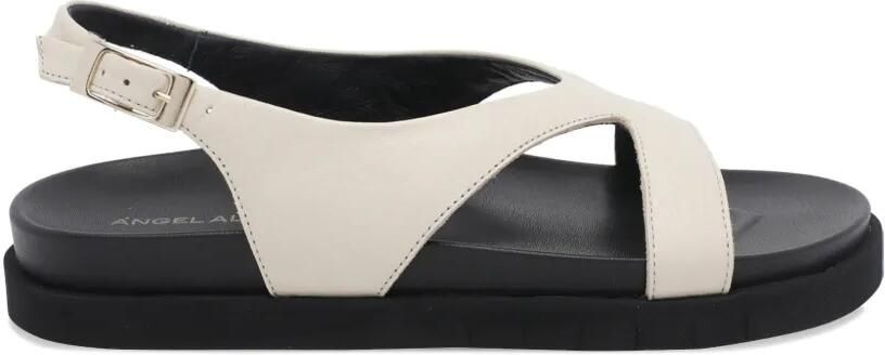 ANGEL ALARCON Platte leren sandalen Beige
