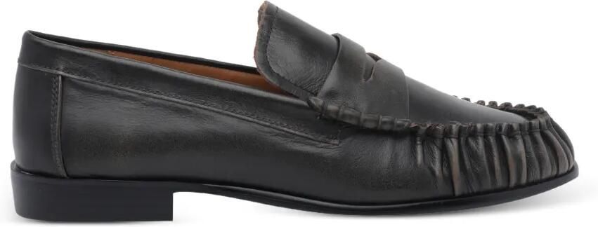 ANGEL ALARCON ruched leather loafers Zwart