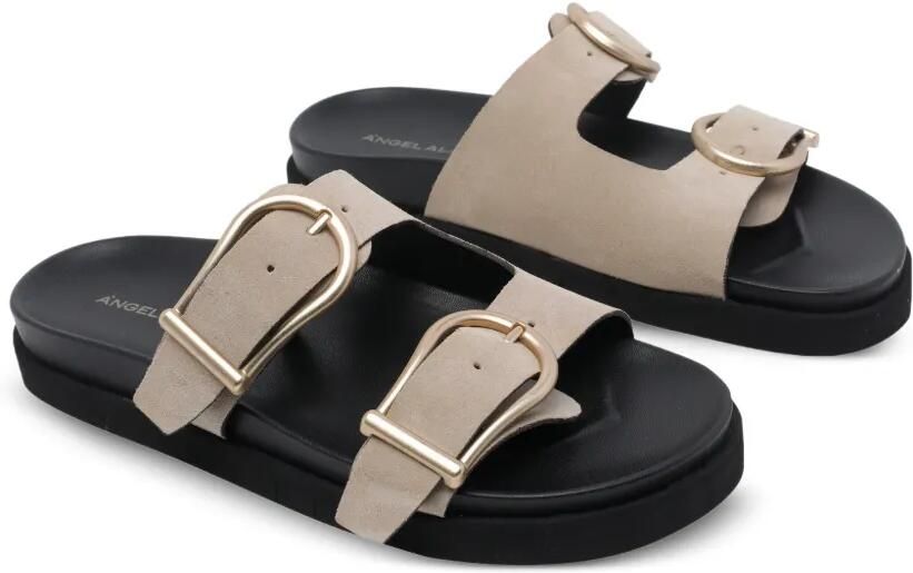 ANGEL ALARCON Suède sandalen met gespsluiting Beige