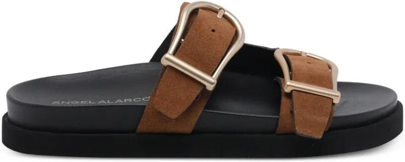 ANGEL ALARCON Suède sandalen met gespsluiting Bruin