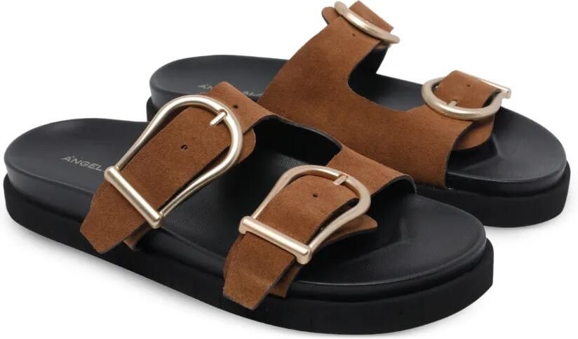 ANGEL ALARCON Suède sandalen met gespsluiting Bruin - Foto 3