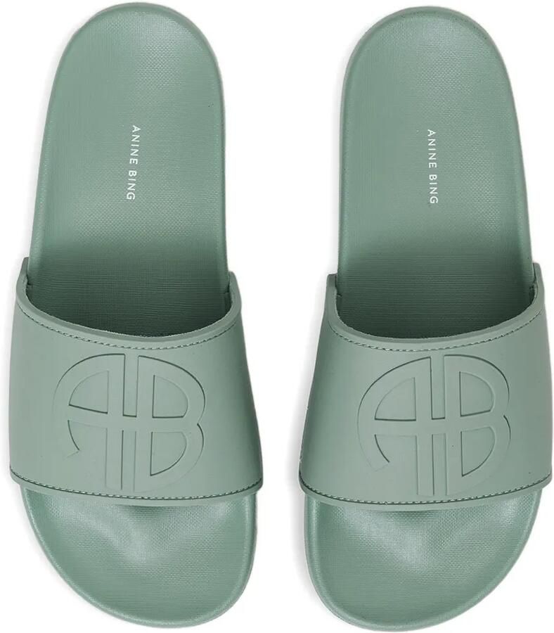 ANINE BING Isla slippers met logo reliëf Groen - Foto 2