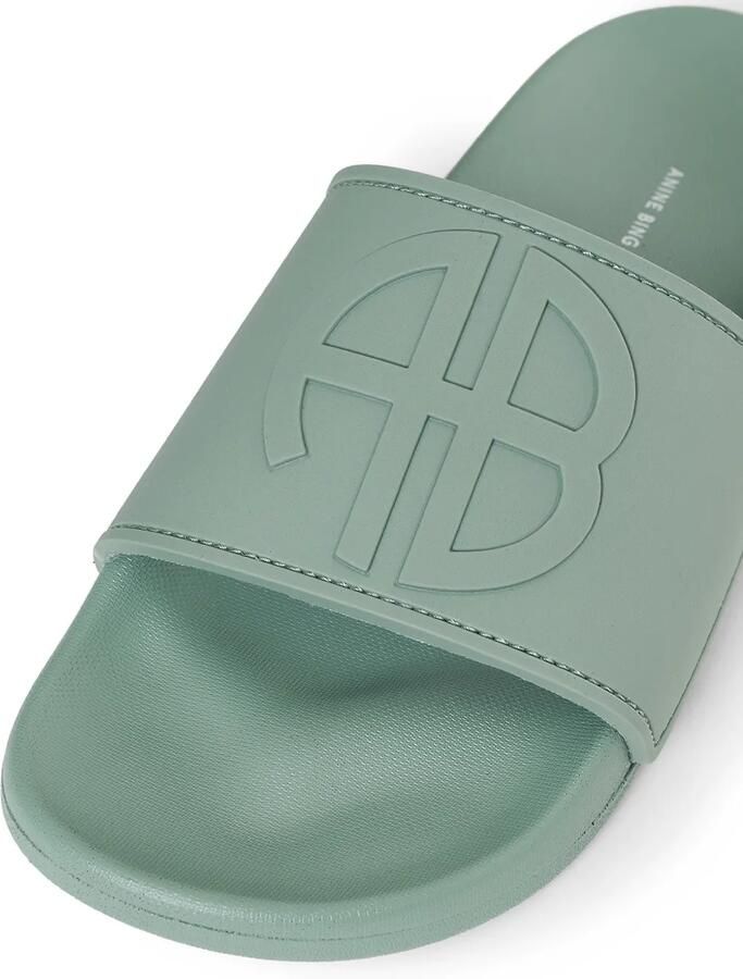 ANINE BING Isla slippers met logo reliëf Groen - Foto 3