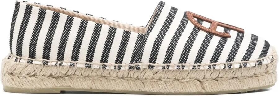 ANINE BING Paloma gestreepte espadrilles met logo Zwart