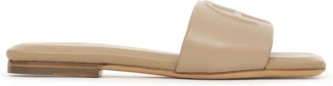 ANINE BING Leren slippers Beige